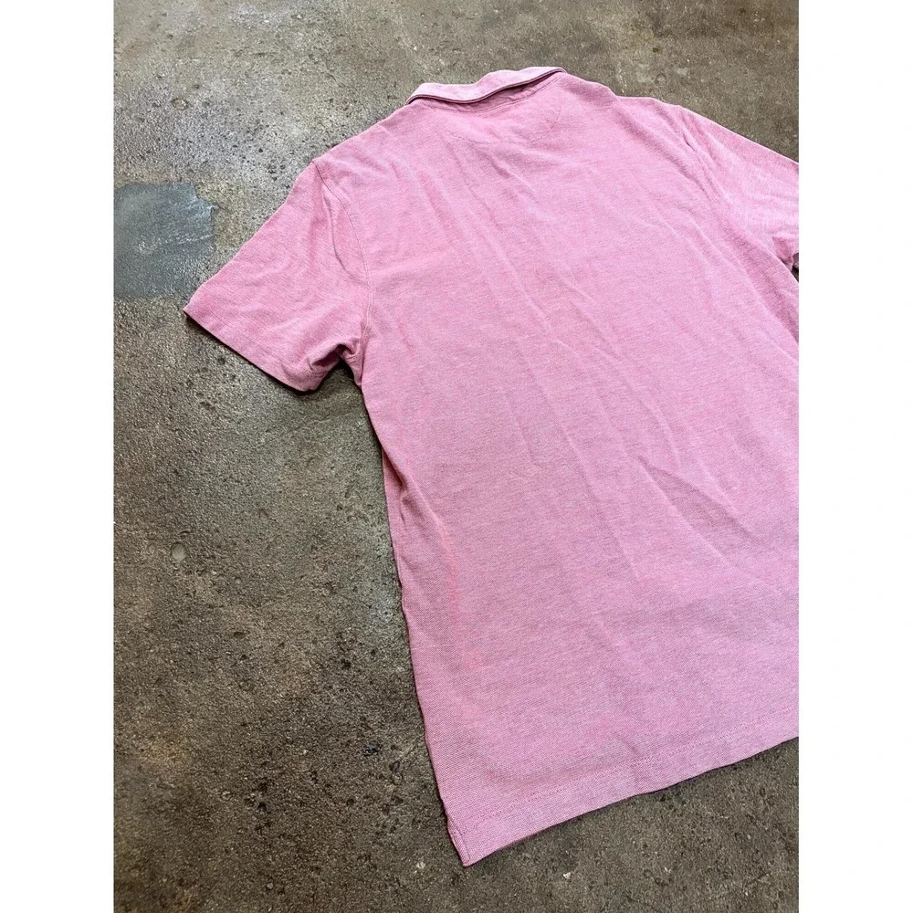 Banana Republic Polo‎ Shirt Mens Medium Pink Cotton 1/4 Button Performance Golf